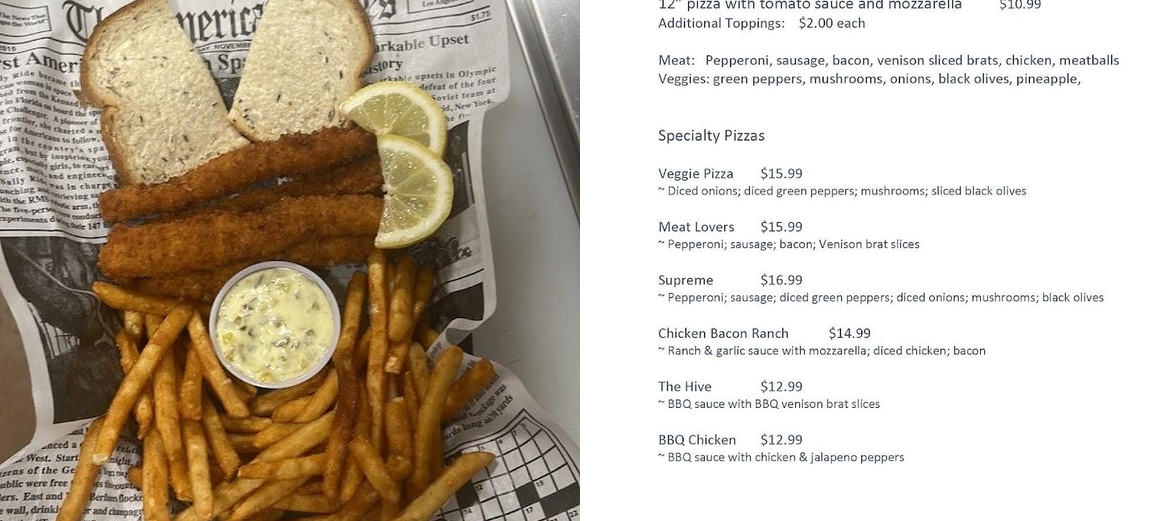 The Corner Hive Menu